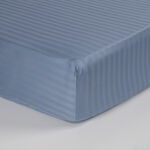Ambra Cotton Satin 400Tc Fitted Sheet Twin, Sky Blue 120*200+35Cm image number 0