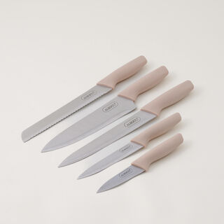 Alberto 6 piece stainless steel and green wood knife block set