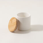 3 Pcs White Chalk Storage Jars With Bamboo Lid image number 3