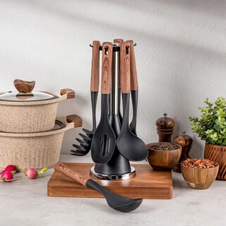 Alberto 6 Piece Cooking Utensil Set Whit Rotating Stand
