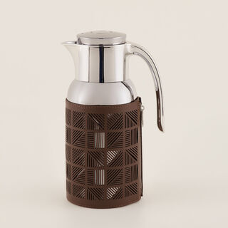 Dallaty Stainless Steel Thermos with Leather Touch, Brown, 1.3L
