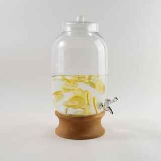 La Mesa Glass Beverage Dispenser With Wooden Base 43*21Cm