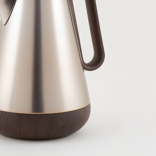 Dallaty Stainless Steel Thermos with Wooden Touch, Matte Beige, 1L