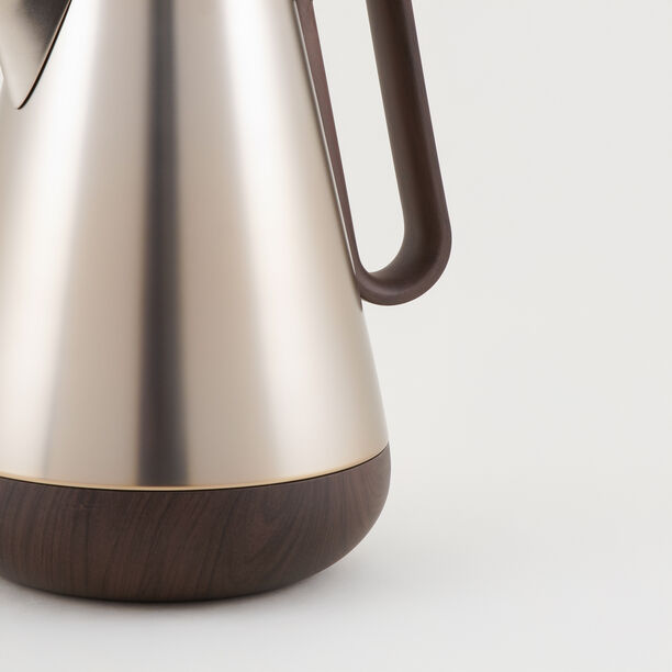 Dallaty Stainless Steel Thermos with Wooden Touch, Matte Beige, 1L image number 2