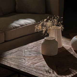 هومز مزهرية بورسلين بتصميم مخطط، بيج، 18*18*16سم