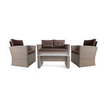 4 Piece Wicker Patio Set Antique Brown image number 1