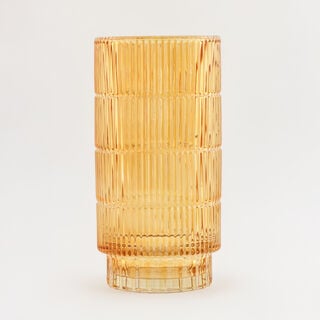 هومز فازة زجاج بني داكن مضلّع 14*14*27.6 سم