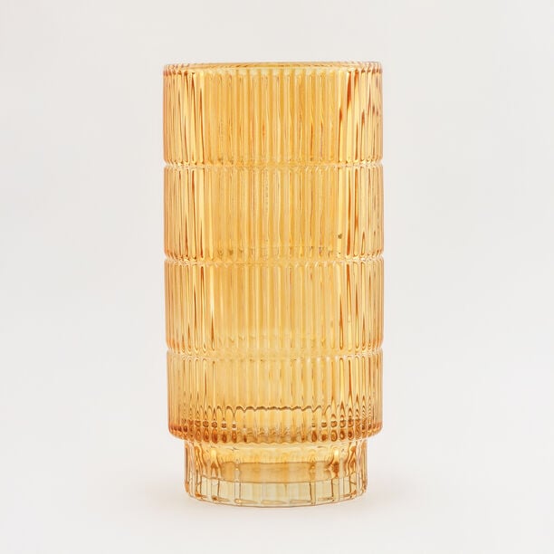 هومز فازة زجاج بني داكن مضلّع 14*14*27.6 سم image number 0