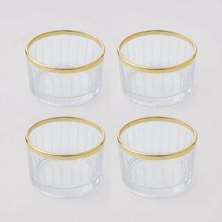 دلتي طقم أوعية زجاج بحافة ذهبية، 4 قطع