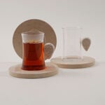 Dallaty 8pcs glass tea cup set with travertine handles and saucers image number 0