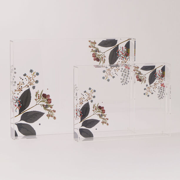 Dallaty Acrylic Serving Tray with Floral Print, Clear, 40*30*6 cm image number 4