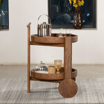 Homez round wooden trolley 58*56*75 cm image number 1