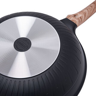 Alberto Non Stick Wok Pan With Glass Lid Black Color