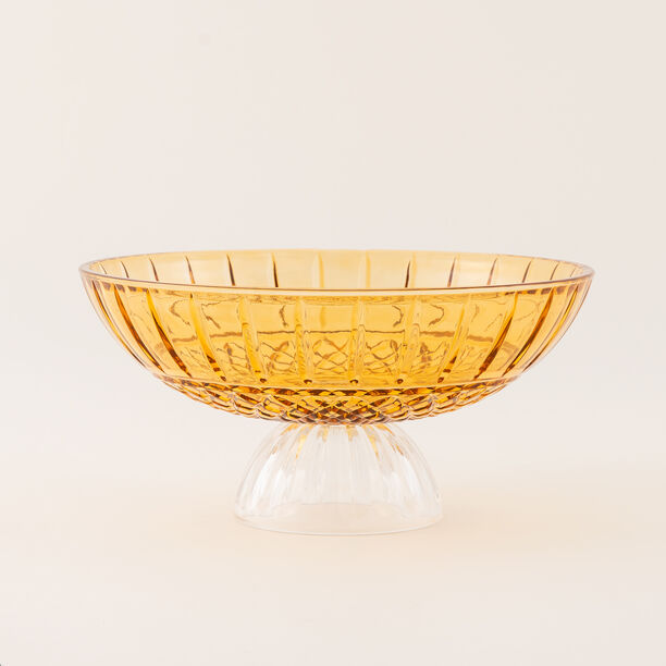 "هومز وعاء ديكور زجاج بشكل ماسة، عنبري داكن 29.4سم image number 2