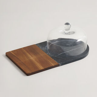 Alberto marble, acacia wood cheese platter, black 45*26*17cm