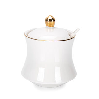 Sugar Pot 1Pc Porcelain Silver Rim