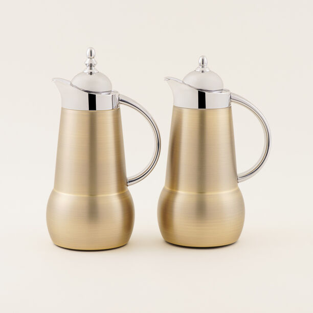 "دلتي طقم دلة ستيل قطعتين 1 لتر، ذهبي مع فضي image number 0