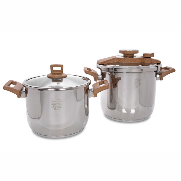 Alberto Pressure Cookers Set 2 Pieces With Wooden Handles image number 1