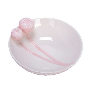 Dolomite Bowl Balloon Flower Cream Pink