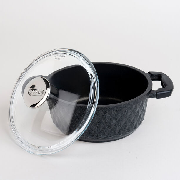 7 Piece Alberto Granite Cookware Set Black With Glass Cover image number 2