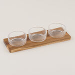 Dallaty 3Pcs Glass Nuts Bowl Set With Wood Base, Clear, 36*12 Cm image number 0