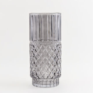 Homez light grey diamond pattern glass vase 15*15*34.3 cm