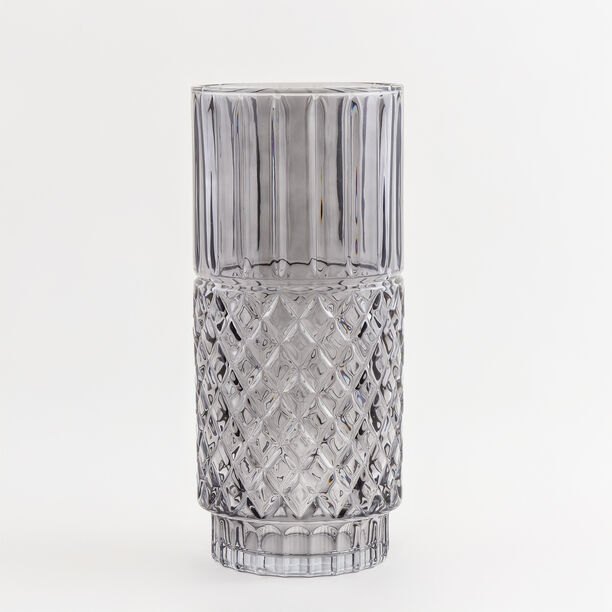 Homez light grey diamond pattern glass vase 15*15*34.3 cm image number 0