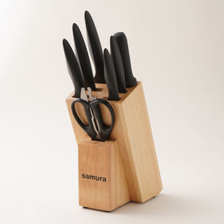 Samura 8pcs stainless steel mojo knife block set in black