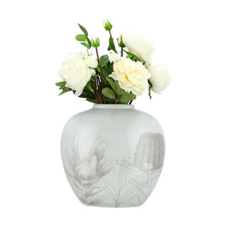 Vase White With Flower Design