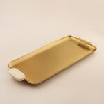 La Mesa metal serving tray with white marble handle 35*15*2.5cm, gold image number 0