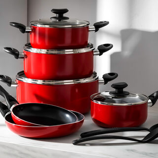 Betty Crocker 12Pcs Non Stick Cookware Set With Glass Lid