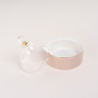 Dallaty beige porcelain date bowl with lid 12.6*12.6*14 cm