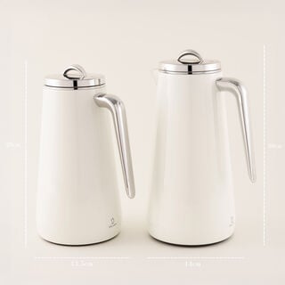 Dallaty 2 Pieces Thermos Set White Stainless Stee, 1L & 1.3 L