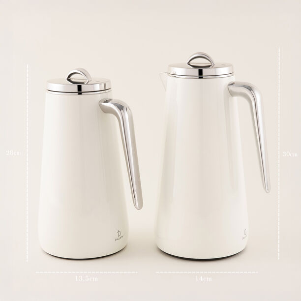 Dallaty 2 Pieces Thermos Set White Stainless Stee, 1L & 1.3 L image number 2