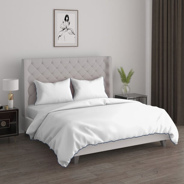 طقم غطاء لحاف قطن 3 قطع   230*220 سم, أبيض image number 0