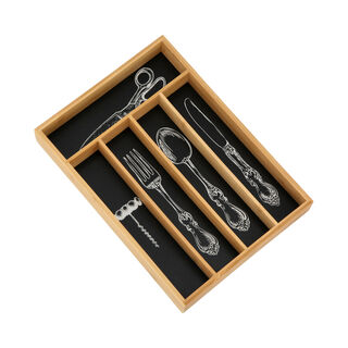 Alberto Bamboo Utensils Drawer Organizer Black Color