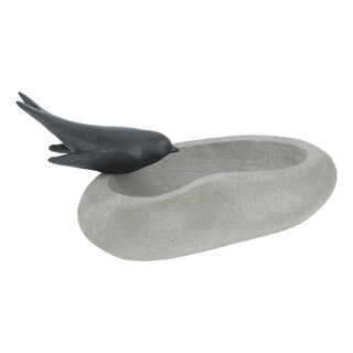 Grey resin bird feeder bowl 33.5*18.3*13 cm