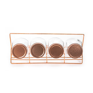 Alberto 4 Pieces Glass Spice Jars With Copper Clip Lid And Metal Stand
