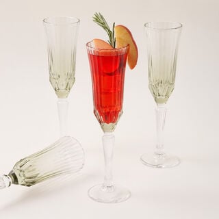 La Mesa 4Pcs Bottom Embossed Olive Green Tall Juice Glass, 170Ml