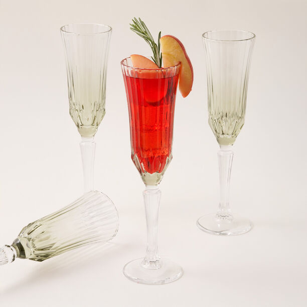 La Mesa 4Pcs Bottom Embossed Olive Green Tall Juice Glass, 170Ml image number 3