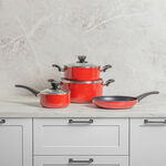 Cookware Non Stick Set 7 Pieces With Glass Lid Red image number 0