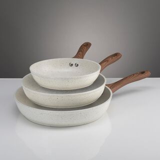 Alberto Forged Aluminum Frypan Set 3 Pieces Cream