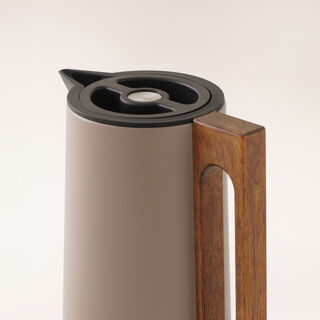 Dallaty Steel Vacuum Flask Flask With Wood Handle 1L, Beige