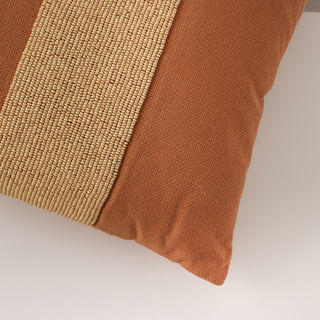 Boutique Blanche cotton hand embellished cushion, brown