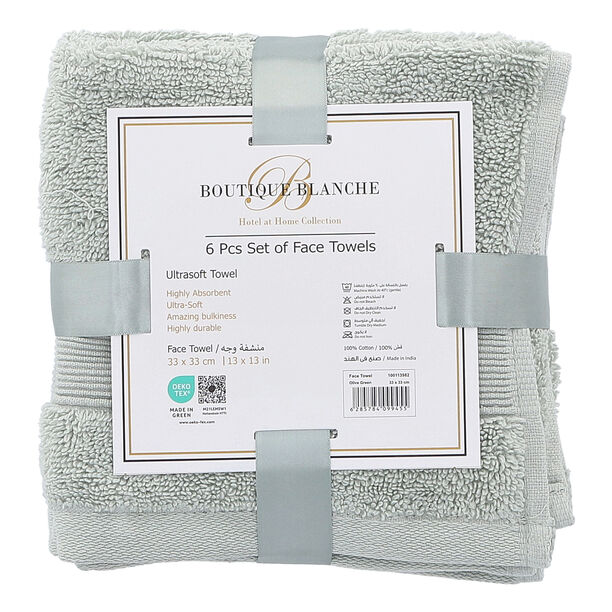 Boutique Blanche 6 Piece Ultra Soft Face Towel Set 33*33 Cm image number 1