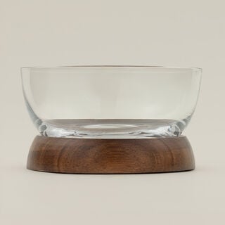 Dallaty glass date bowl with wooden base 14*14*8cm