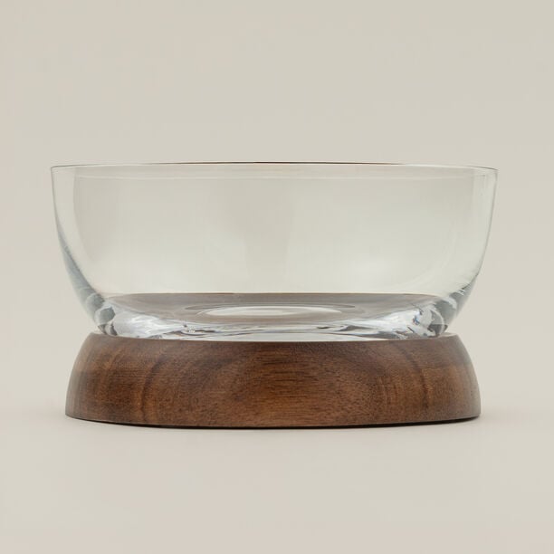 Dallaty glass date bowl with wooden base 14*14*8cm image number 3