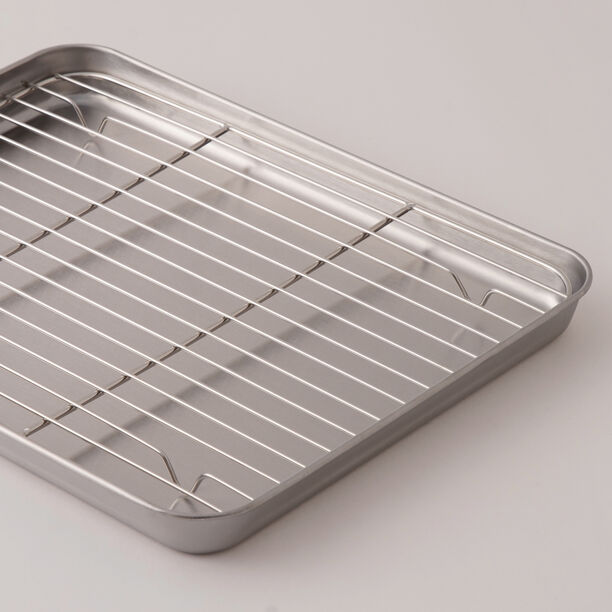 Alberto Stainless Steel Baking Tray With Grill 55*33*32Cm, Silver image number 1