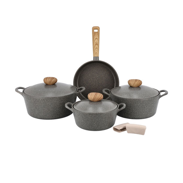 Alberto 7 piece grey marble ceramic cookware set image number 2