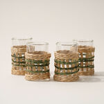 Dallaty glass and rattan 4pcs tea cup set, beige image number 0